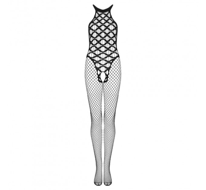 Комбинезон в крупную сетку Obsessive G332 с открытым доступом, черный, S/M/L