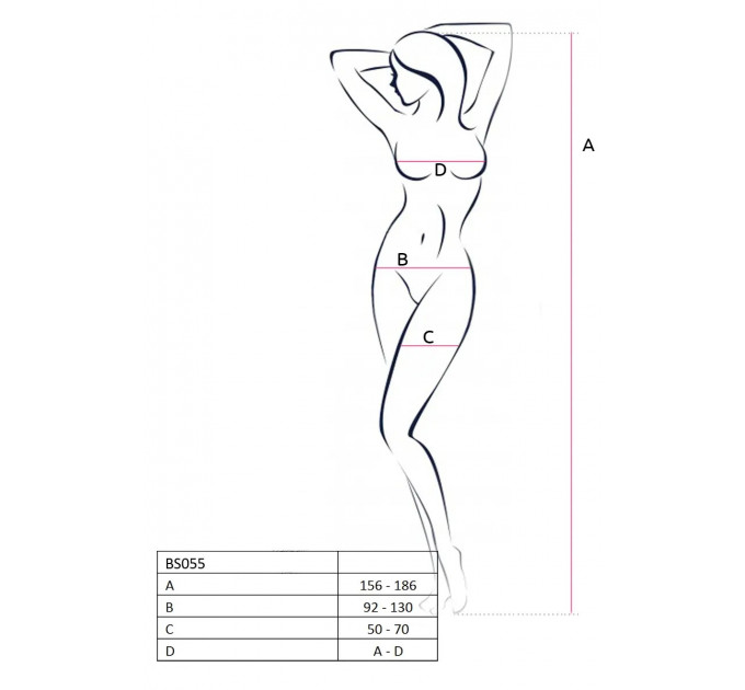 Бодістокінг BS055 black Passion, сітка, з відкритим доступом, чорний, One SIze