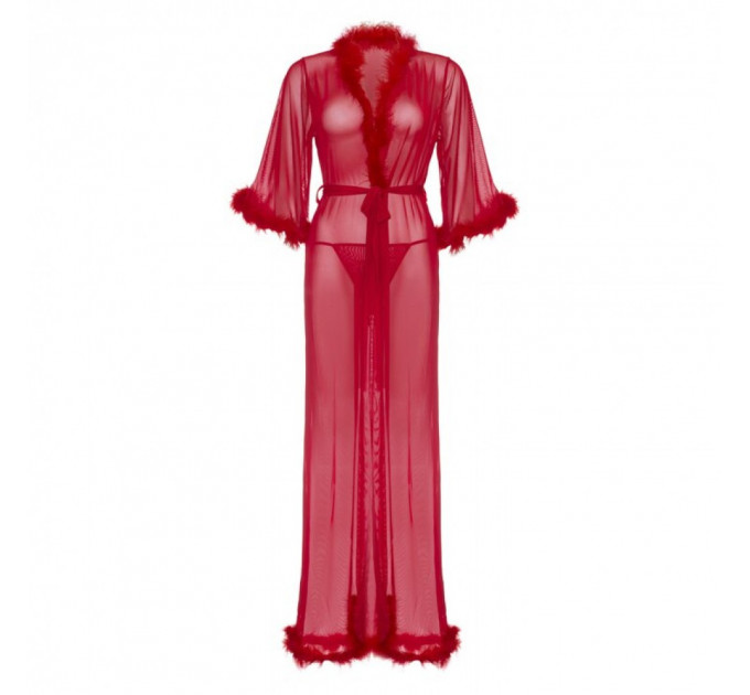 Длинный халат Leg Avenue Marabou Trimmed Red O\S