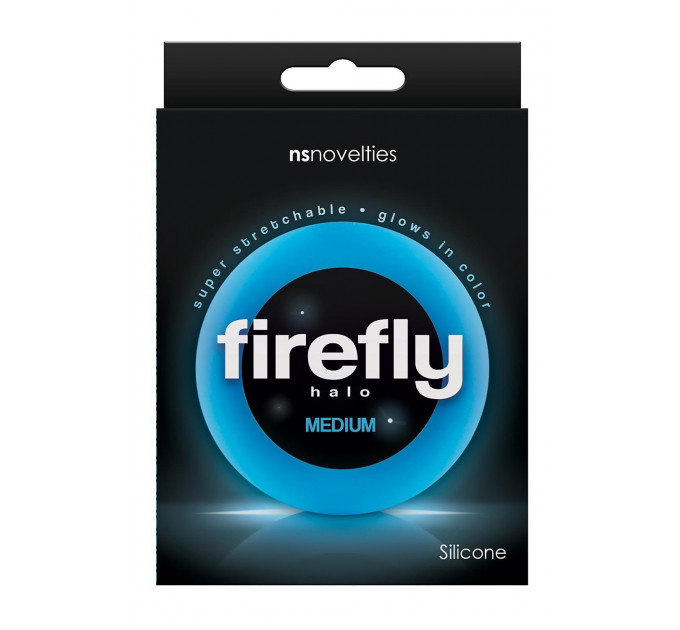 Ерекційне кільце для пеніса люмінесцентне NS Novelties Firefly синє, М