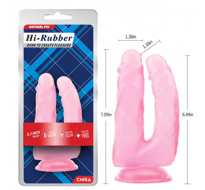 Фаллоимитатор для двойного проникновения Chisa Hi-Rubber, розовый