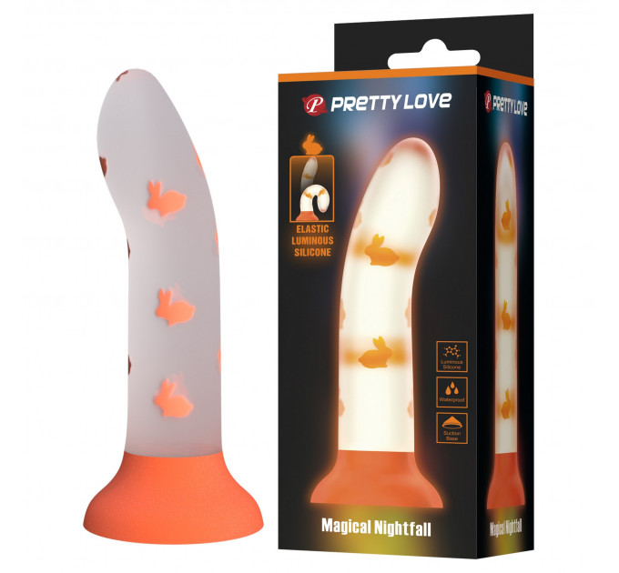Фаллоимитатор на присоске Pretty Love Magical Nightfall, светящийся в темноте, 17 х 3.3