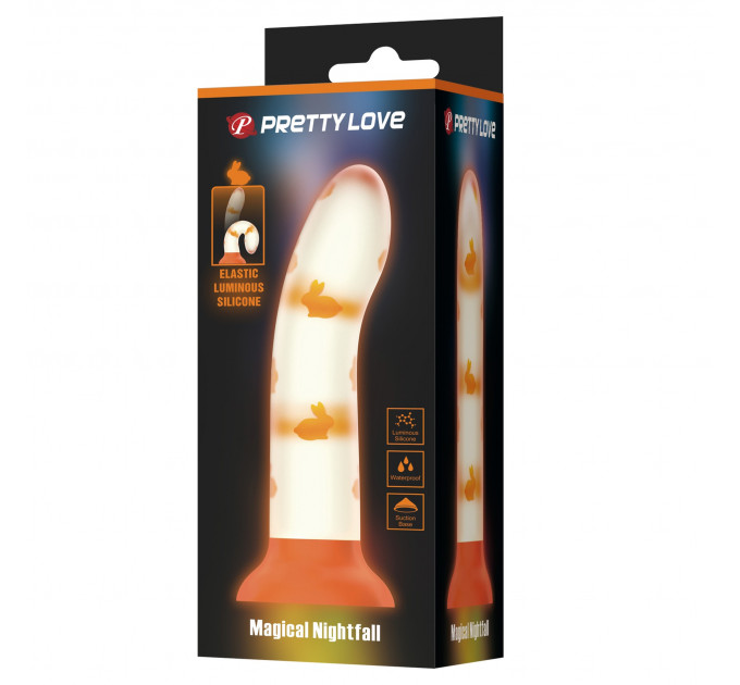 Фаллоимитатор на присоске Pretty Love Magical Nightfall, светящийся в темноте, 17 х 3.3
