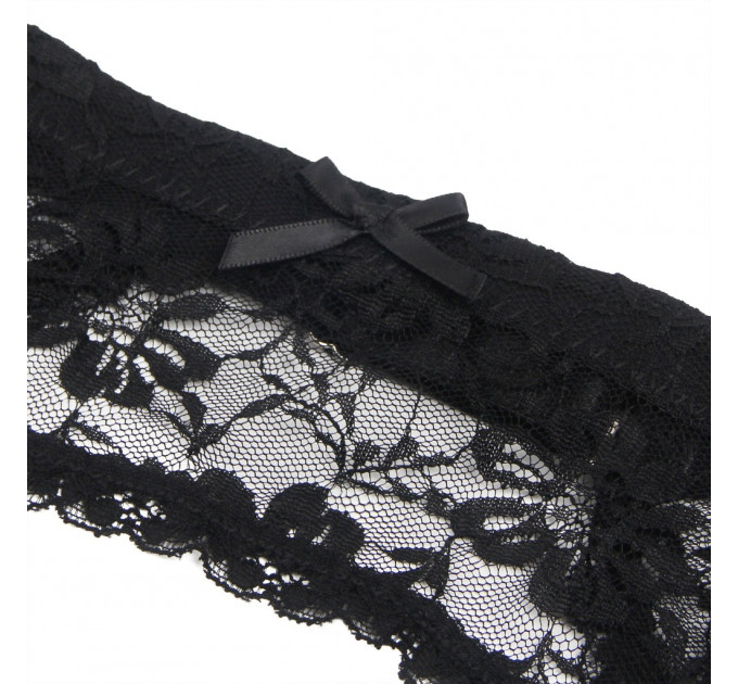 Комплект пояс для панчіх з трусиками StarNight мереживний, чорний, XS-S
