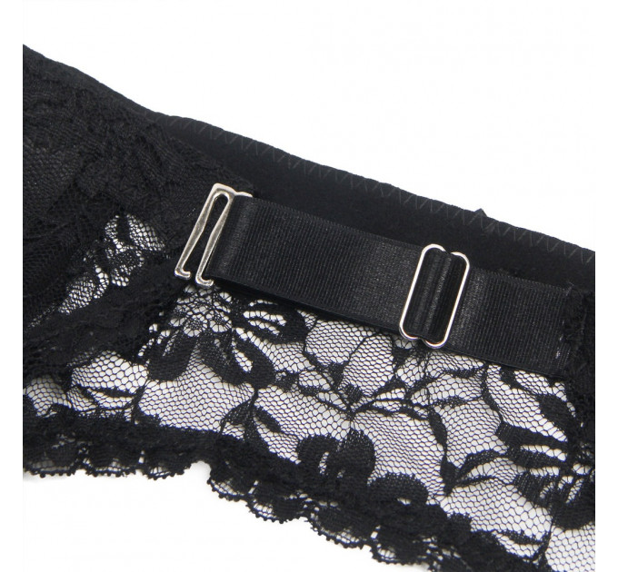 Комплект пояс для панчіх з трусиками StarNight мереживний, чорний, XS-S