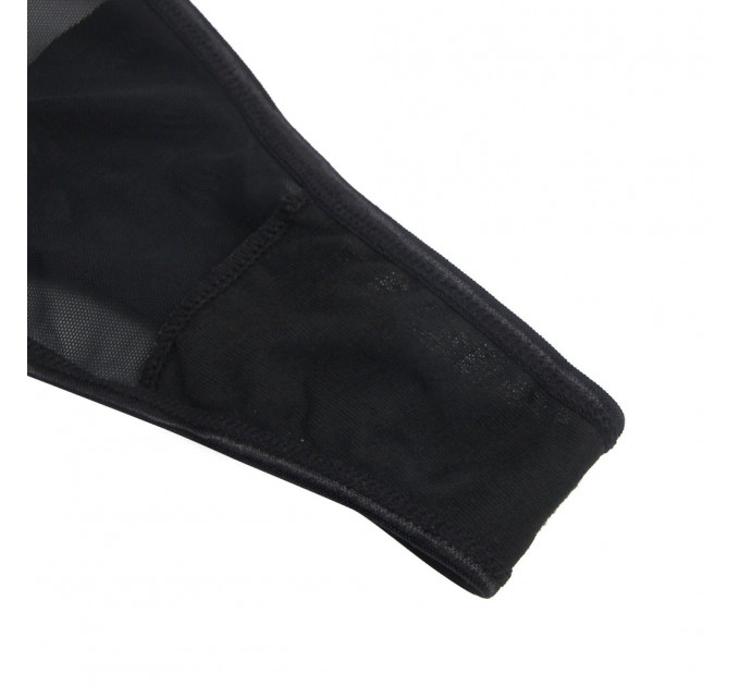 Комплект пояс для панчіх з трусиками StarNight мереживний, чорний, XS-S