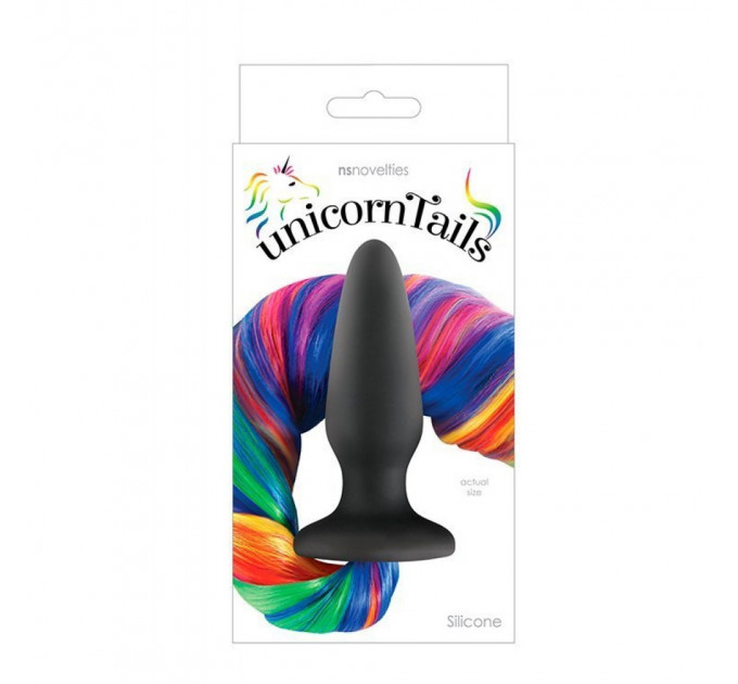 Коническая анальная пробка с хвостом NS Novelties Unicorn Tails, разноцветный