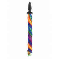 Коническая анальная пробка с хвостом NS Novelties Unicorn Tails, разноцветный