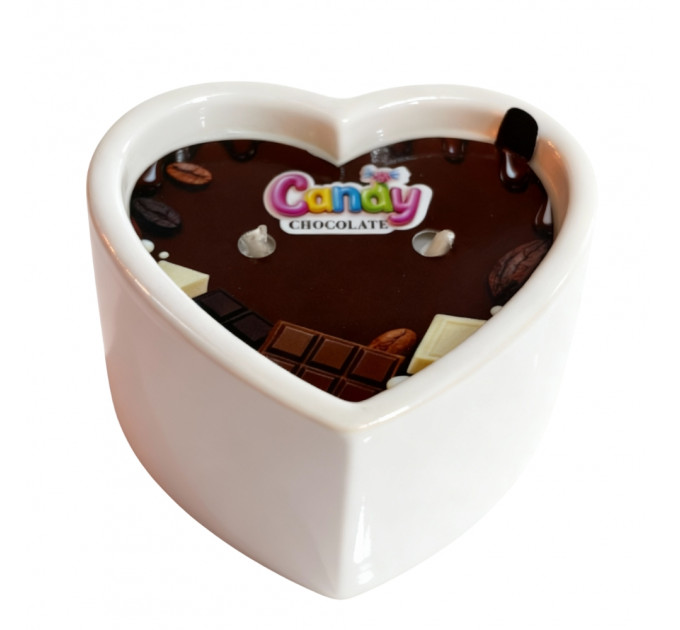 Масажна свічка з ароматом шоколаду Candy Chocolate у формі серця, 70 мл