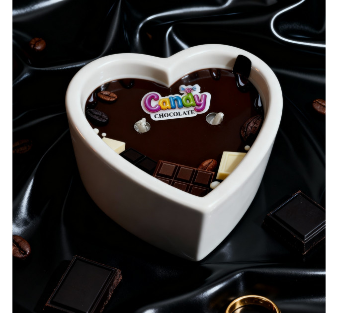 Масажна свічка з ароматом шоколаду Candy Chocolate у формі серця, 70 мл