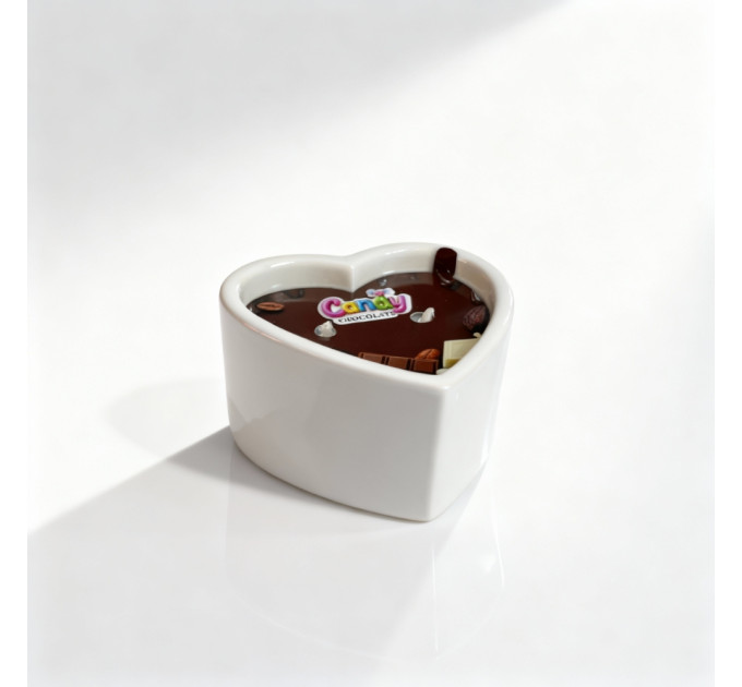 Масажна свічка з ароматом шоколаду Candy Chocolate у формі серця, 70 мл