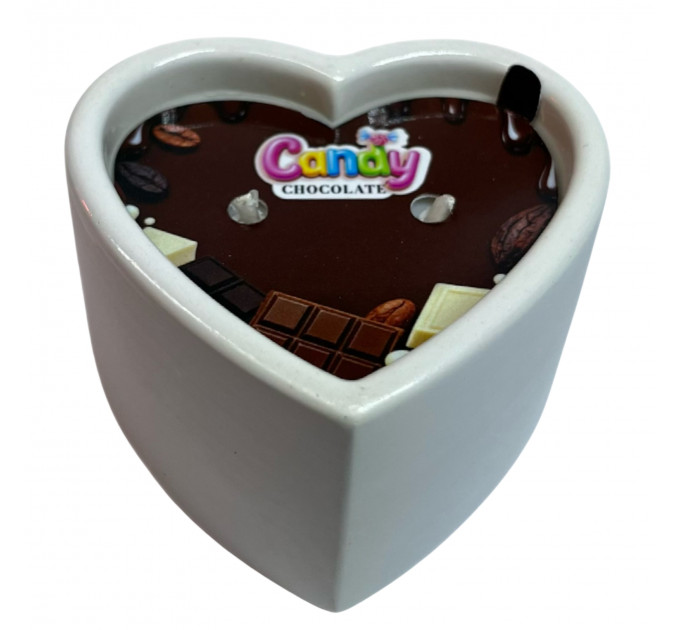 Масажна свічка з ароматом шоколаду Candy Chocolate у формі серця, 70 мл