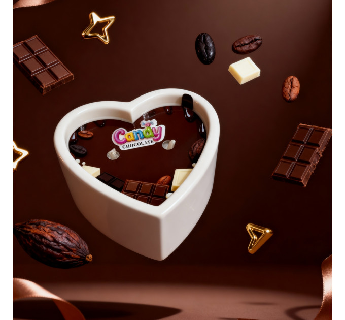Масажна свічка з ароматом шоколаду Candy Chocolate у формі серця, 70 мл