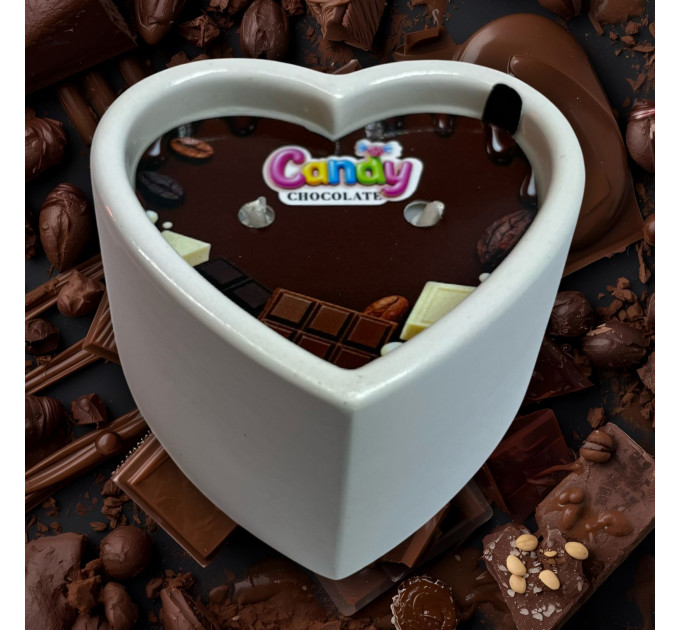 Масажна свічка з ароматом шоколаду Candy Chocolate у формі серця, 70 мл