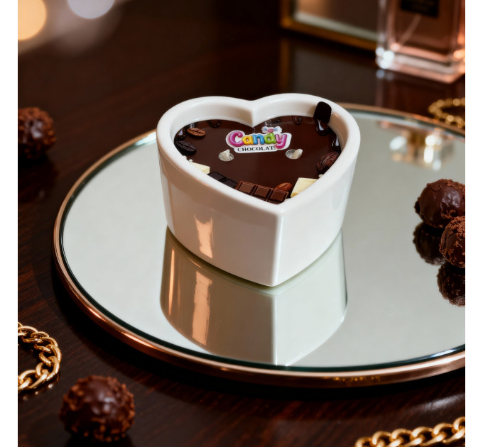 Масажна свічка з ароматом шоколаду Candy Chocolate у формі серця, 70 мл