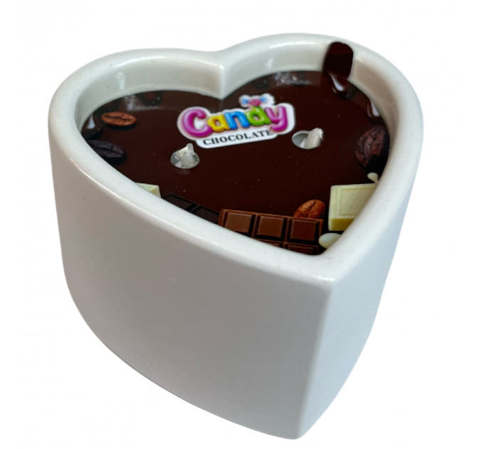 Масажна свічка з ароматом шоколаду Candy Chocolate у формі серця, 70 мл