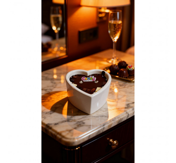 Масажна свічка з ароматом шоколаду Candy Chocolate у формі серця, 70 мл