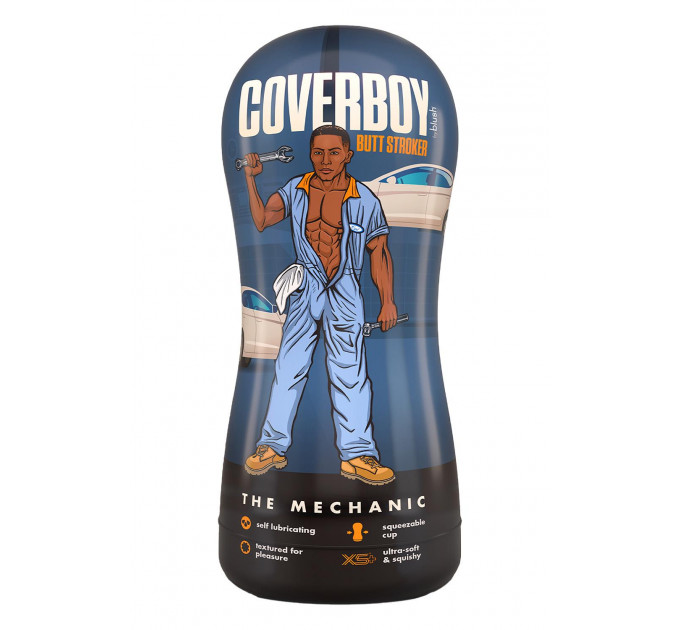 Мастурбатор-анус Blush Coverboy The Mechanic в колбе, коричневый, 18.5 см