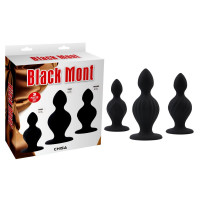 Набор больших анальных пробок Chisa Black Mont с разным рельефом, черный Набор больших анальных пробок Chisa Black Mont с разным рельефом, черный