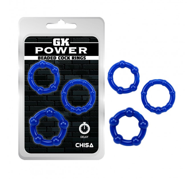 Набор эрекционных колец Сhisa GK Power Stay Hard синие, 3 шт.