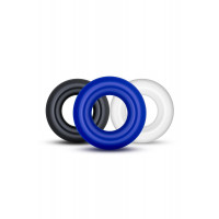 Набор эрекционных колец Blush STAY HARD Donut черрное, белое, синее