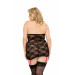 Пеньюар кружевной SoftLine Cornel 1853 черный с красным бантом, XXXL