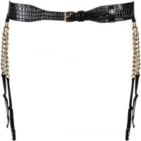 Пояс для панчіх з ланцюгами Obsessive A767 XL/XXL Пояс для панчіх із ланцюгами золотистого кольору Obsessive A767 чорний, XL/XXL