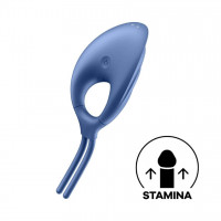 Регульоване кільце ерекційне Satisfyer Swordsman Camouflage з вібрацією, блакитне