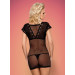 Сорочка с кружевным лифом Obsessive 821-CHE-1 черная, L/XL