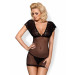 Сорочка с кружевным лифом Obsessive 821-CHE-1 черная, L/XL