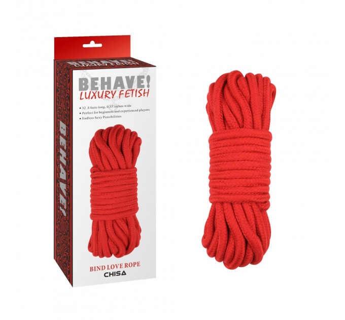 Мотузка для бондажу та шибарі Chisa Behave! Bing Love Rope, червона