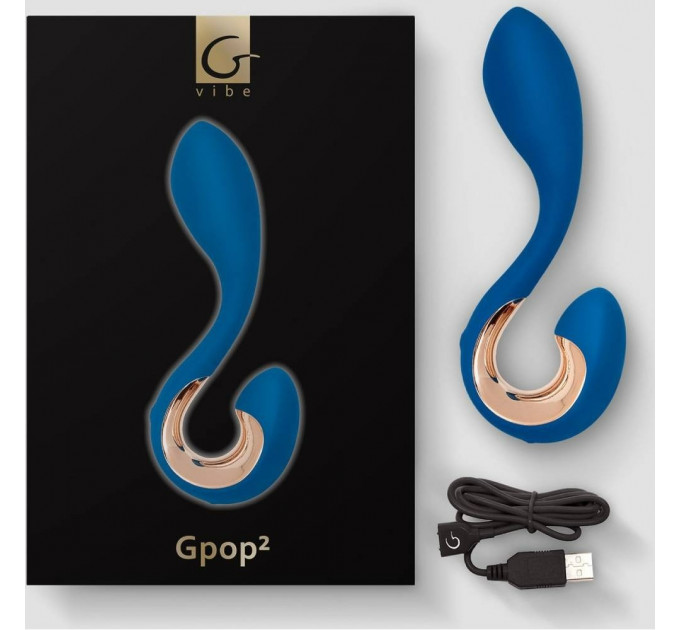 Вибратор для точек G и P Gpop2 синий, 12.5 х 2.8 см