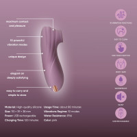 Кліторальний вібратор Sweet Em з вакуумом, сіро-фіолетовий, 11 см