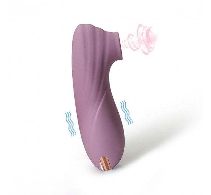 Кліторальний вібратор Sweet Em з вакуумом, сіро-фіолетовий, 11 см