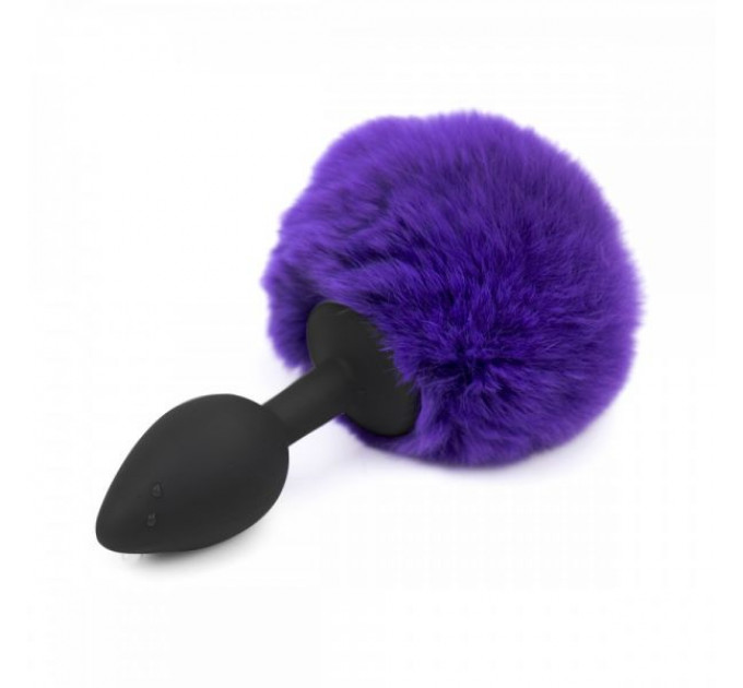 Анальная пробка с помпоном Зайка Silicone, PURPLE S
