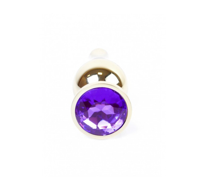 Анальная пробка с фиолетовым камнем Plug-Jewellery Gold BUTT PLUG- Purple