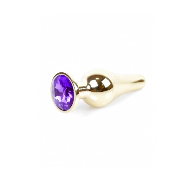Анальная пробка с фиолетовым камнем Plug-Jewellery Gold BUTT PLUG- Purple