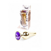 Анальная пробка с фиолетовым камнем Plug-Jewellery Gold BUTT PLUG- Purple