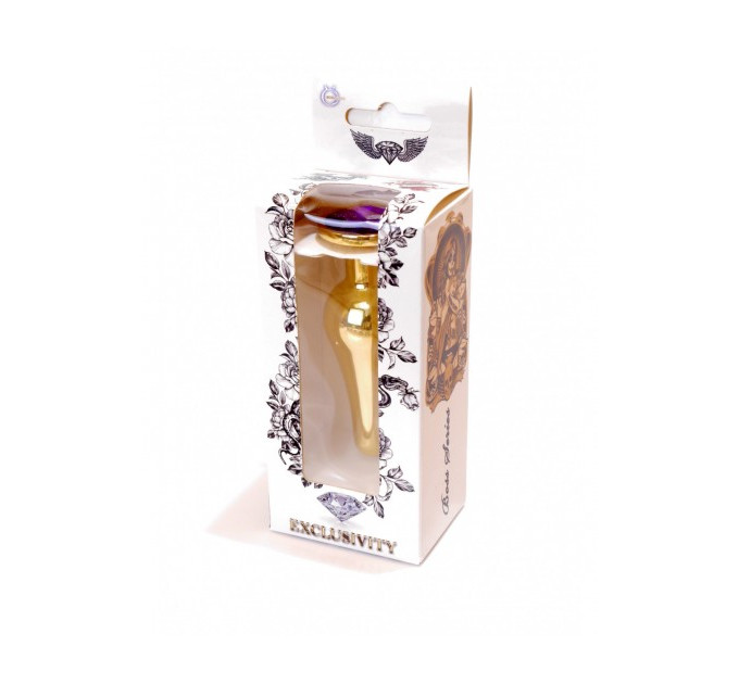 Анальная пробка с фиолетовым камнем Plug-Jewellery Gold BUTT PLUG- Purple