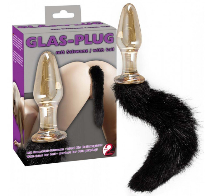 Анальная пробка стеклянная You2Toys Glass Plug с пушистым хвостом