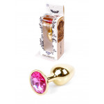 Анальная пробка с красным камнем Plug-Jewellery Gold PLUG- Pink