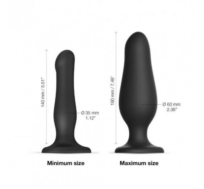 Анальна пробка з накачуванням нереалістична Strap-On-Me чорна, 19 х 6 см