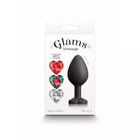 Анальная пробка со съемными камнями GLAMS XCHANGE HEART MEDIUM