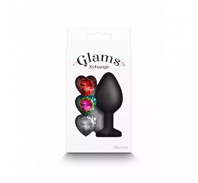 Анальна пробка зі знімним камінням GLAMS XCHANGE HEART MEDIUM