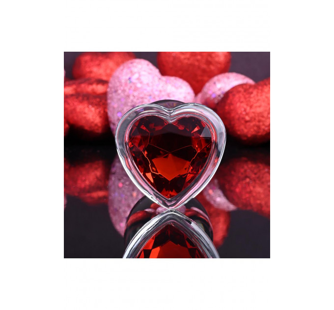 Анальная пробка стеклянная ADAM ET EVE RED HEART GEM GLASS PLUG LARGE