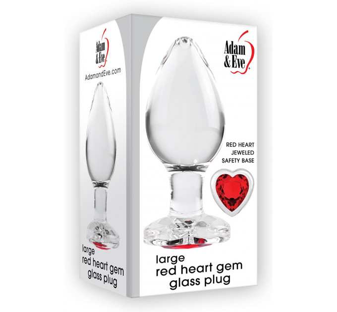 Анальная пробка стеклянная ADAM ET EVE RED HEART GEM GLASS PLUG LARGE