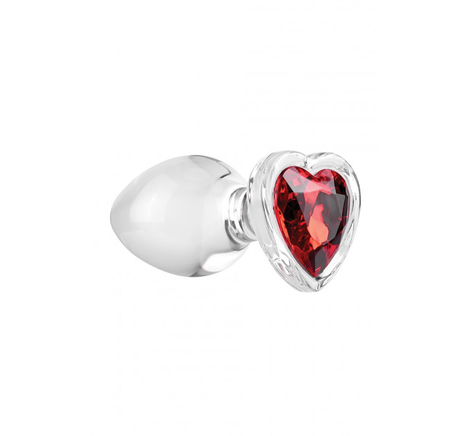 Анальная пробка стеклянная ADAM ET EVE RED HEART GEM GLASS PLUG LARGE