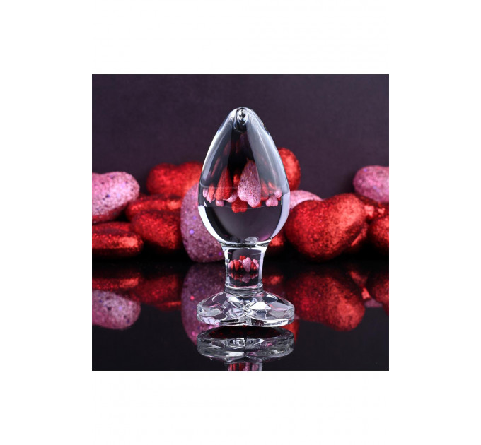 Анальная пробка стеклянная ADAM ET EVE RED HEART GEM GLASS PLUG LARGE