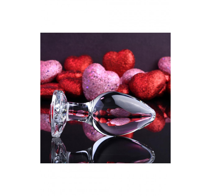Анальная пробка стеклянная ADAM ET EVE RED HEART GEM GLASS PLUG LARGE