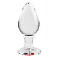 Анальная пробка стеклянная ADAM ET EVE RED HEART GEM GLASS PLUG LARGE